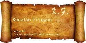 Koczián Frigyes névjegykártya